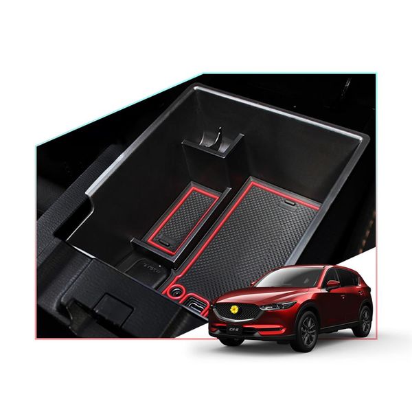 

lfotpp car central storage box for cx-5 2th kf non-slip rubber armrest box control storage auto interior accessories
