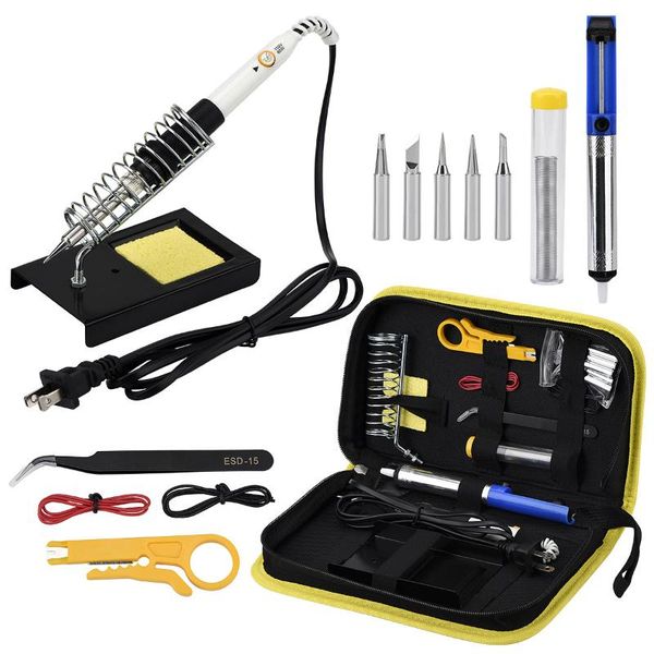 

60w 110v/220v eu us electric soldering iron kit adjustable temperature welding solder rework station heat pencil repair tools