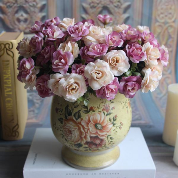 

10 шт. / лот искусственные шелковые цветы 5 вилка осенний цвет aussie rose diy rose венок свадебные украшения home decor моделирование расте