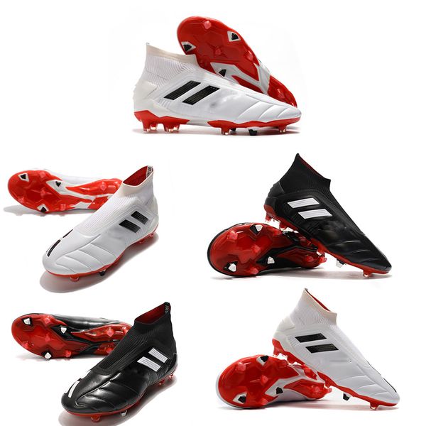 

new classics predator mania 19+ 19.1 fg black white laceless 19+x slip-on high ankle men soccer shoes cleats football boots size 39-45