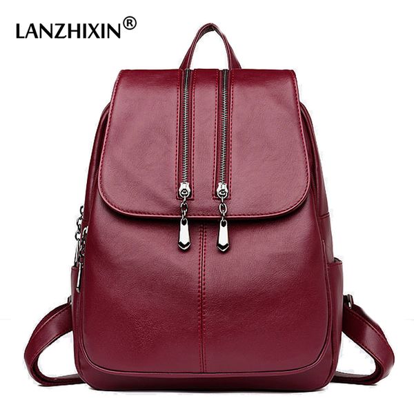 

leather backpack for teenage girls woman shoulder bags fashion female backpack bag school bag mochila feminina 1102