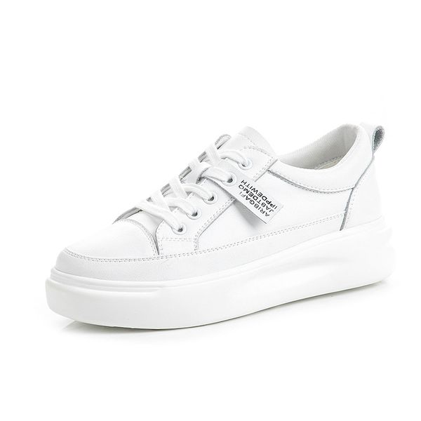 

2019 winter new women's shoes leather korean version of the wild thick white shoes plus velvet ladies casual women, Black