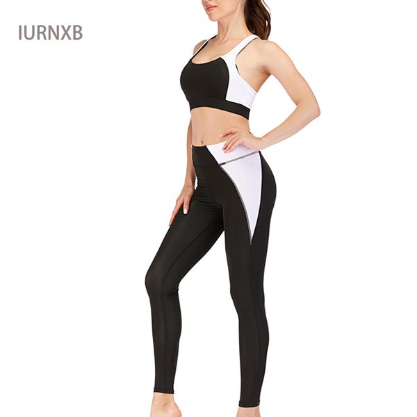 

sports suits seamless yoga set women fitness clothing sportswear gym leggings trousers+black and white stitching top, White;red