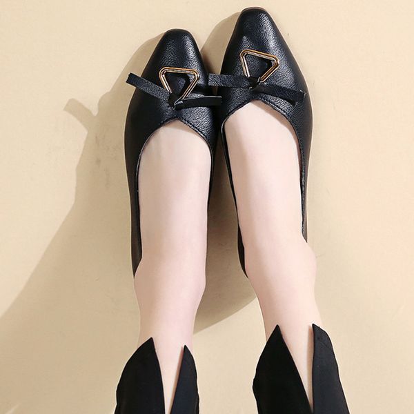 

xiniu fashion women metal decoration ballets flats shallow single shoes comfortable loafers lady boat shoes large sizes #0617, Black