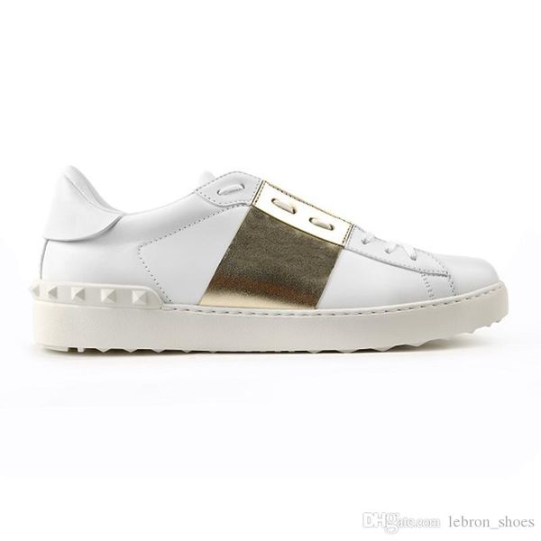 

2020luxury designer shoes for men women rivet sliver black green pink stripe leather walking casual shoe size 36-46