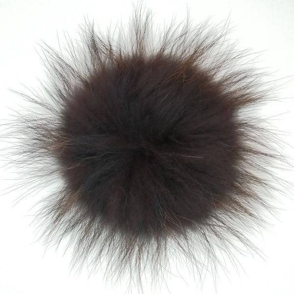 

wholesale colored raccoon 13cm 15cm fur pompom balls accessories with buttons for hat detachable drop delivery, Silver