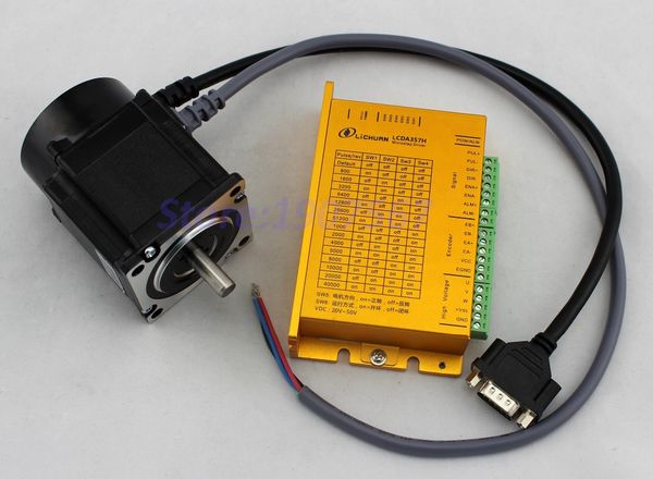 

горячая личуань 3 фазы 1 нм nema23 мотор замкнутый контур шагового водитель мотора сервопривода комплект lcda357h+lc57h355 чпу 1200об / мин