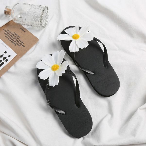 

slippers xiangyanghua ~ ins wind travel vacation small fresh flat non-slip flip-flops sandals beach shoes, Black