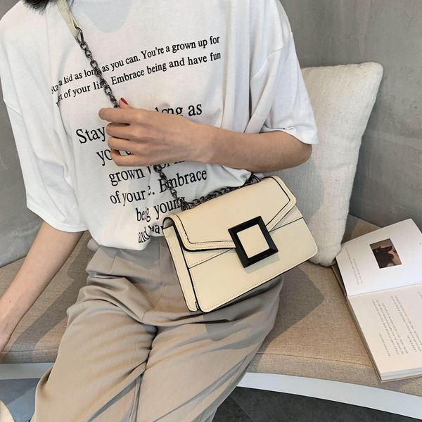 

women's shoulder bag diagonal straddle bag 2020 new women's color matching simple small square fashion chain