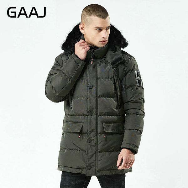 

gaaj winter warm thicken parka mens fur collar long wadded jacket men hooded thick clothing male casual padded coat outwear 3xl, Black