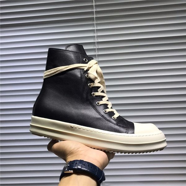 

luxury high-heeled shoes men's leather thick-bottomed high and low-canvas shoes women's lace couple casual board shoes boots 35-45, Black