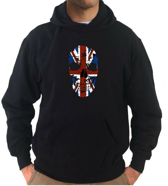 

new sweatshirt men hoodie skull british flag skull uk flag, Black