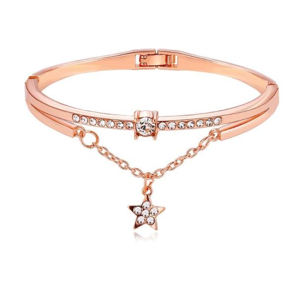 

moonrocy rose gold / silver color crystal bracelet simple star bangle for women female gift jewelry wholesale dropshipping, Black