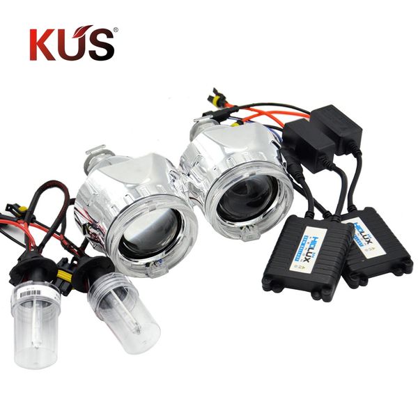 

2.5 inch bixenon hid projector lens with drl day running angel eyes shrouds xenon kit bulb ballast h1 h4 h7 car model headlamp