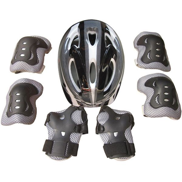

7 pieces kids children roller skating bike helmet knee wrist guard elbow pad set