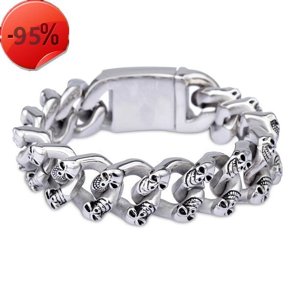 

мода 316l титана стали ювелирные изделия призрачный браслет голова череп для мужчин cast мужской европейский браслеты из нержавеющей стали с, Black