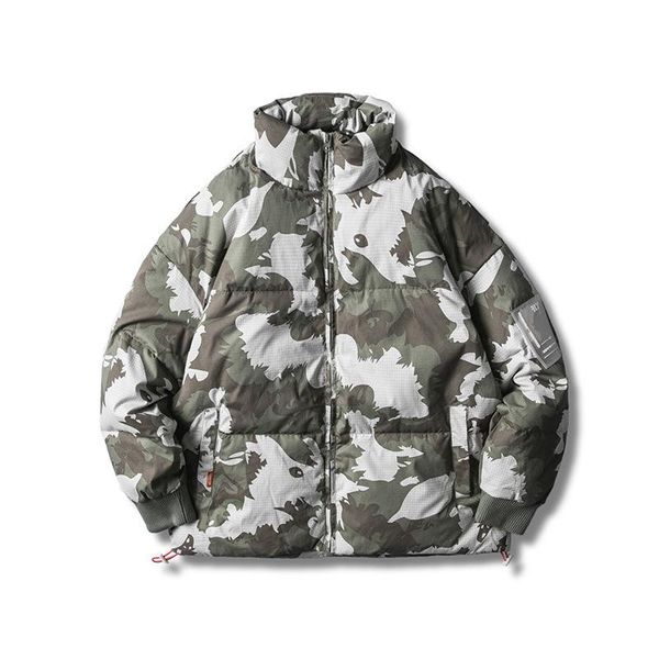 

19 зимняя новая японская ретро одежда мужчины свободный прилив бренд 100 камуфляж досуг хлопчатобумажная одежда мужчины, Black