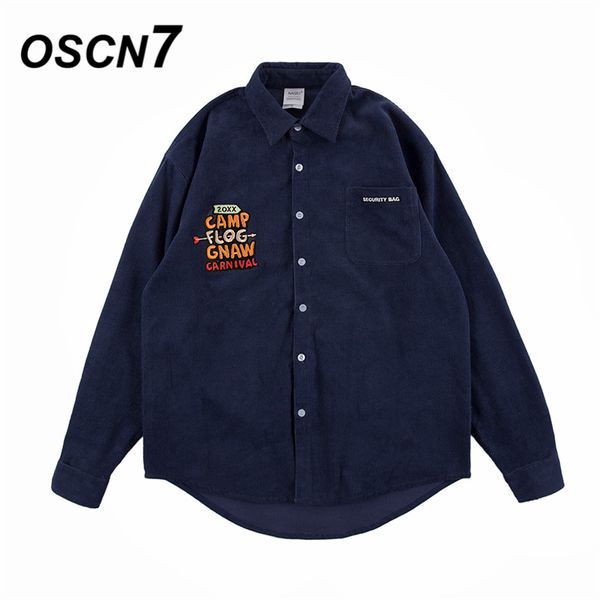 

oscn7 casual corduroy cargo long sleeve shirt men streetwear 2019 fall fashion long sleeve shirts harujuku mens shirt h19207, White;black