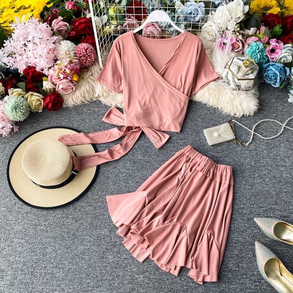 

летняя одежда для женщин 2020 новая мода сплошной костюм комплект с коротким рукавом бандаж растениеводство топ и мини юбка элегантные дамы, White