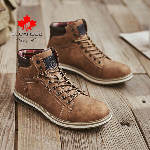 

мужчины базовые сапоги 2020 осенняя мода обувь мужская повседневная обувь мужской бренд кожаный шнуровке лодыжки туфли-botas хомбре удобные, Black