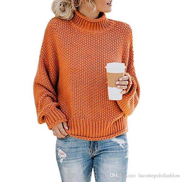 

женская проектировщик solid color свитер batwing рукава высокого воротник моды весна осень одежда womens повседневный свитер, White;black