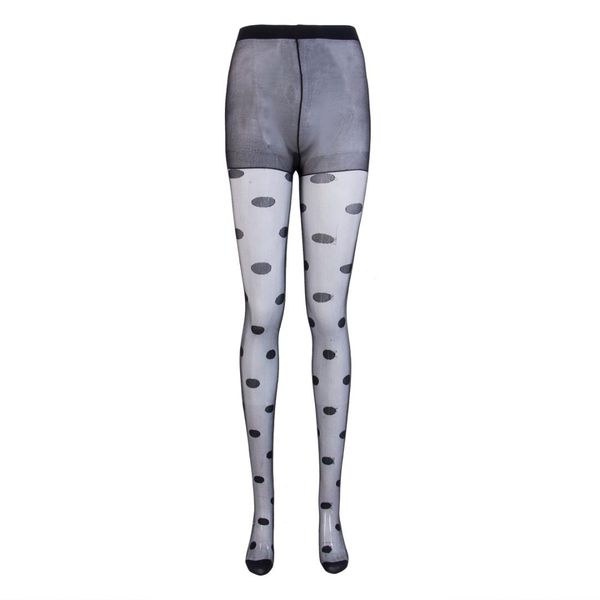 

women dot print mesh long tights underwear ladies high waist ultra thin silk shiny glossy long tights pantyhoses, Black;white