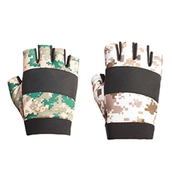 

santo outdoor tactical lightweight camouflage semi finger gloves one pair price, Black