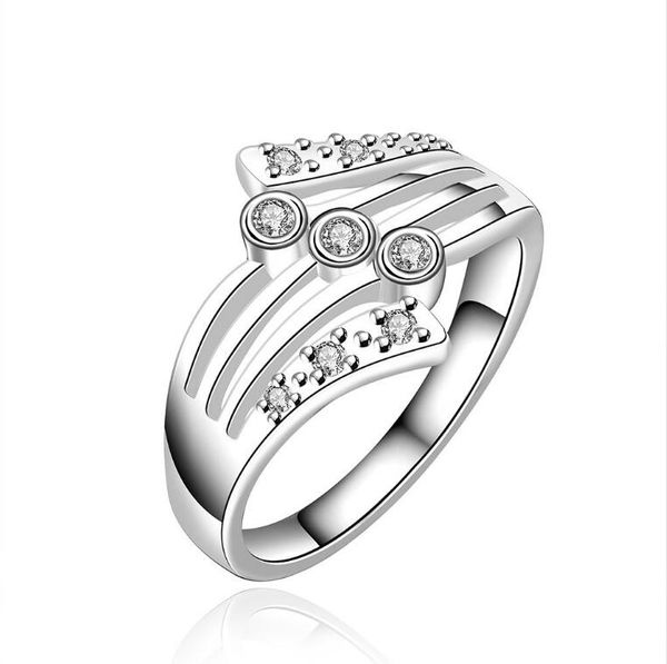

epacket dhl plated sterling silver heart shaped red zircon ring dhsr410 us size 8;fashion women's 925 silver plate three stone rings je, Golden;silver