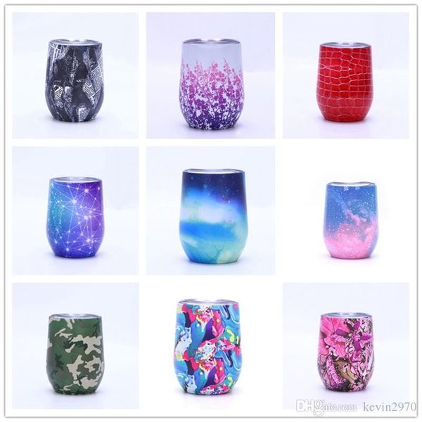 

12oz egg shade cups vacuum insulated mug with lids stainless steel glass wine tumbler beer coffee cup 08