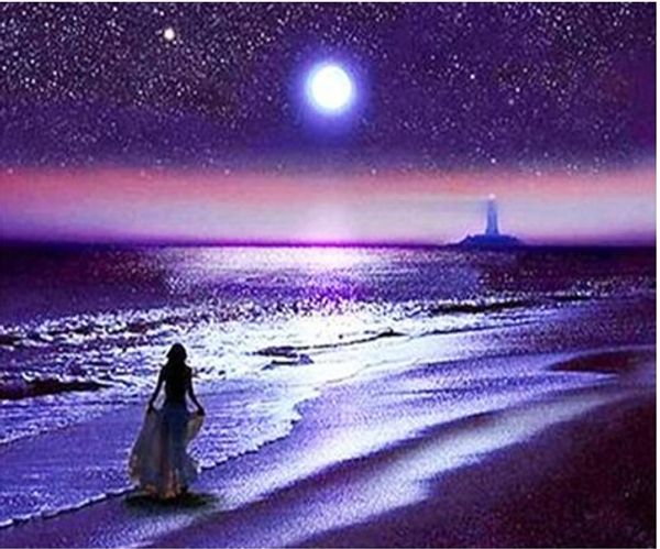 

full square/round drill 5d diy diamond painting "seaside night view" embroidery cross stitch mosaic home decor art experience toys