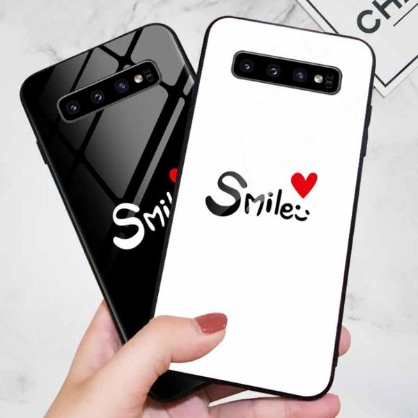 

shockproof phone case for samsung s10/s10 plus/s10e/m10/m20 popular protective concise back cover letter print balck and white case