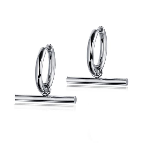 

fashion stainless steel men's earrings geometric circle hip-hop pop ear clip ear stud titanium steel earnail pendant for gift wholesale, Golden