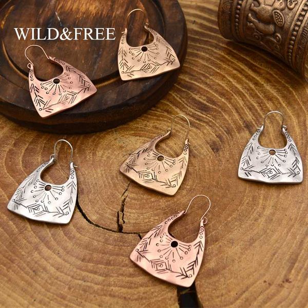 

wild&vintage alloy geometric dangle earrings for women antique gold silver carving arrow statement hook drop earring