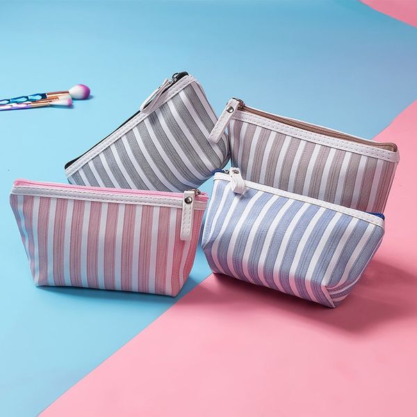 

new striped cosmetic bag coin purses wallets holders travel wash storage bag gifts 4color choose ship an2117