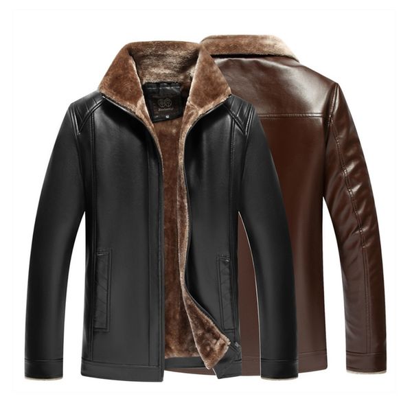 

lguc.h зима теплая biker jacket men 2020 ватки кожаная куртка большой размер шуба мужчины плюс размер мотоцикла mens одежды черный, Black