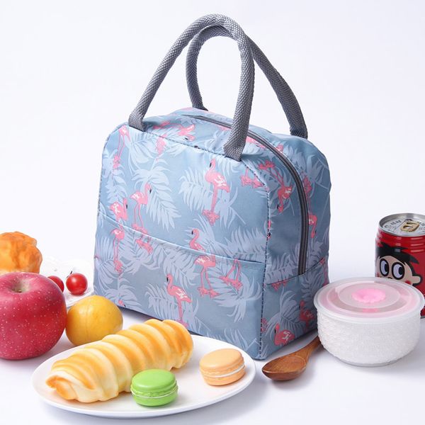 

litthing 2019 waterproof portable lunch bag thermal insulated snack carry tote bag travel picnic storage pouch, Blue;pink
