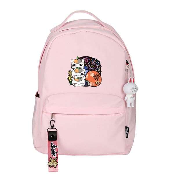 

natsume yuujinchou kawaii women bagpack cat mini backpack pink school bags small bookbag nylon girls cute laptravel rugzak