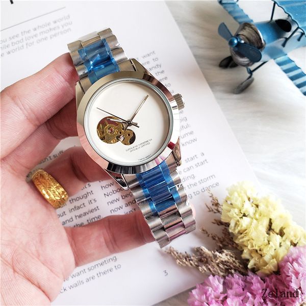 

luxuy fashion mechanical fashion watch women/man watches rose gold stainless steel wristwatches femalek clock ing, Slivery;brown