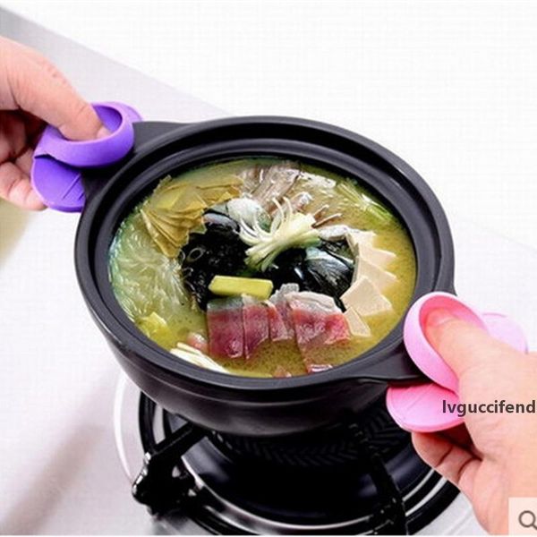 

kitchen cooking tools microwave antiskid silicone handle insulating clamp spoon rests pot clips dishes finger glove mitts lz1075