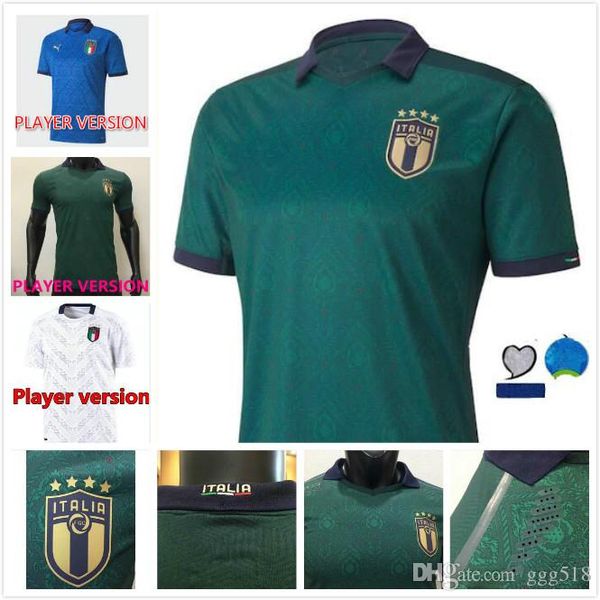 

player version 20 21 italy insigne belotti soccer jerseys 2020 2021 verratti jorginho immobile pirlo bonucci el shaarawy football shirts, Black;yellow