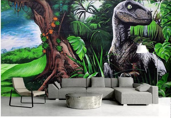 

custom p 3d wallpaper hand drawn doodle primitive forest dinosaur home decor living room 3d wall murals wallpaper for walls 3 d