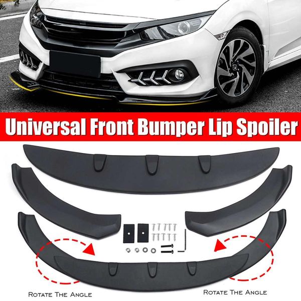 

1/3p black universal car protector front lip bumper splitter diffuser protection fins body spoiler kit for for