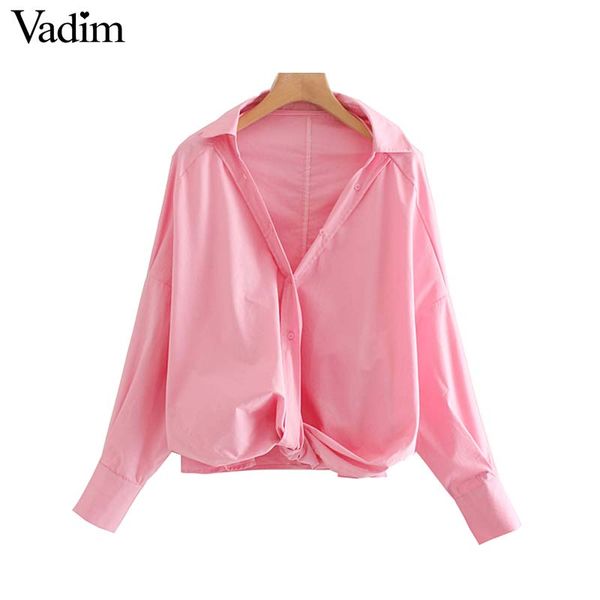 

vadim women stylish pink v neck shirt long sleeve bow tie design buttons decorate female casual chic brand blouses blusas lb253, White