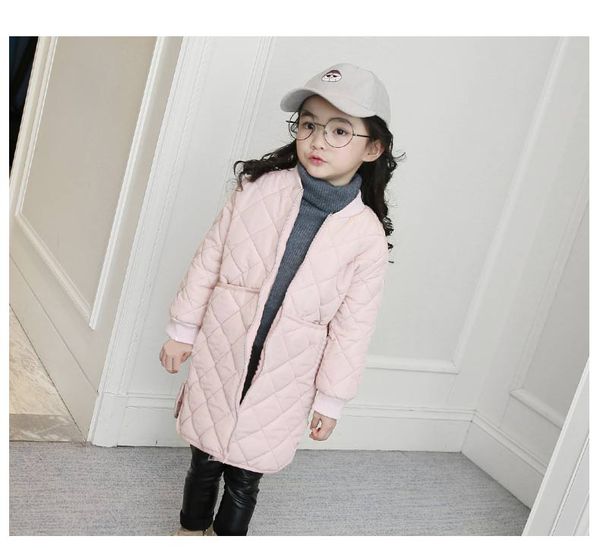 

brand 2019 baby girls winter coat thin kids cotton coat children fashion parkas toddler long style jackets, Blue;gray