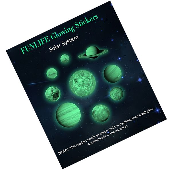 

glow in the dark solar system nine planet wall sticker kids bedroom decor