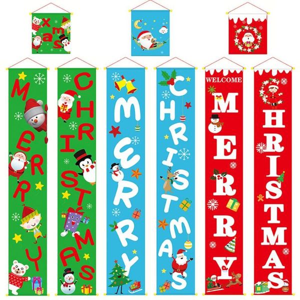

3pcs colorful christmas couplets fabric cloth new year ornaments door hanging pendants for home festival decorative accessories
