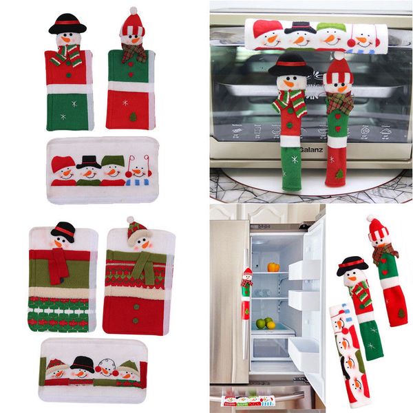 

3шт снеговик рождество xmas холодильник, микроволновая печь ручка двери крышки ручки двери крышка декор