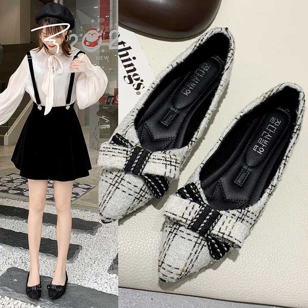 

korean shoes elegant black flats pointed toe soft women's moccasins female footwear casual sneaker all-match autumn shallow