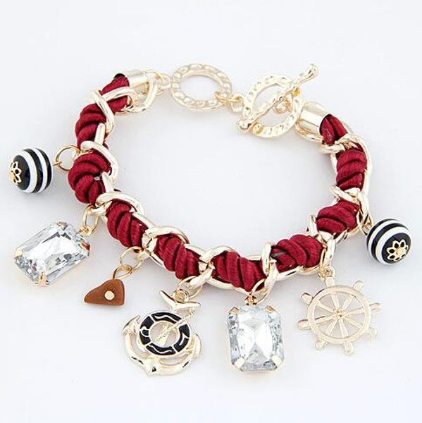 

браслет-якорь ветровое колесо камень кулон-подвеска с несколькими элементами браслеты плетеный браслет, Golden;silver