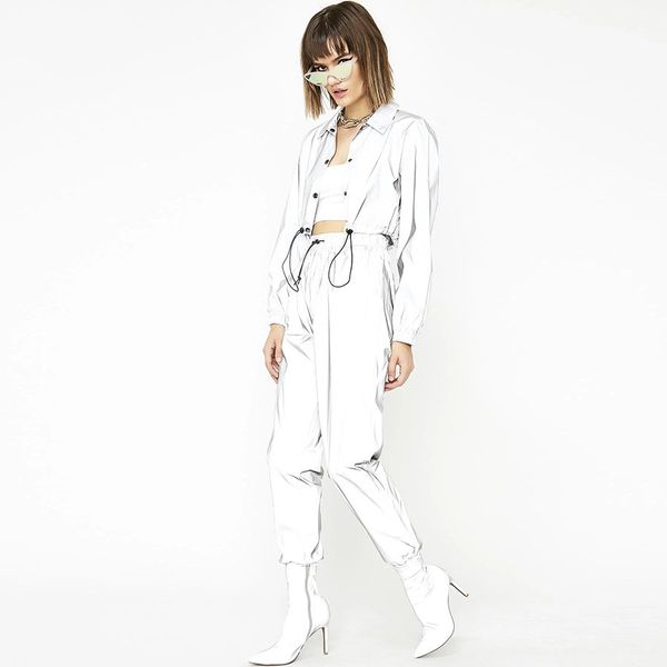 

womens jackets womens coat new reflective cost women fashion full single breasted turn down collar drawstring outfit street casual, Black;brown